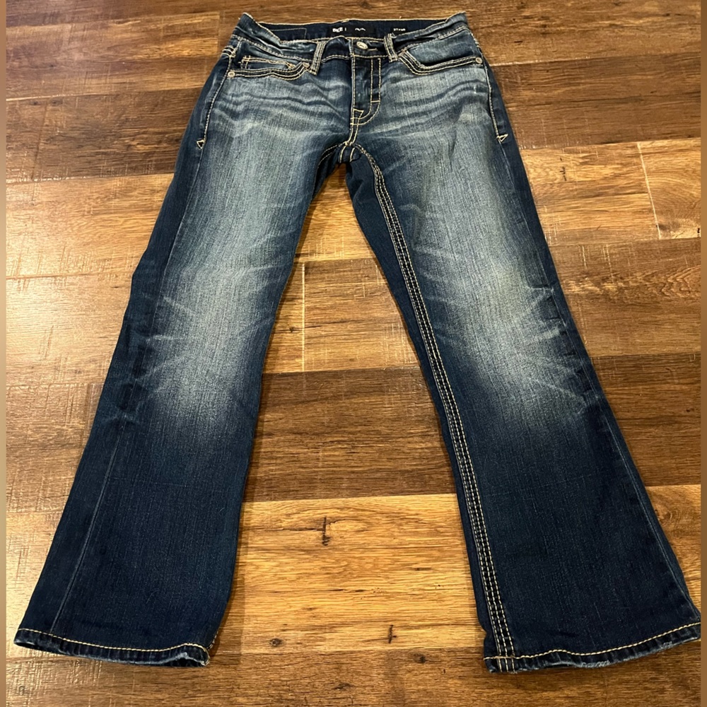 BKE Jeans Mens Blue Fulton Bootcut Buckle Denim Casual 27x30 Double Back Pockets